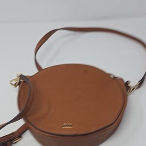 Brown Leather Round Crossbody Bag